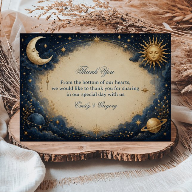 Tarjeta De Agradecimiento Vintage Celestial Cósmico (Subido por el creador)