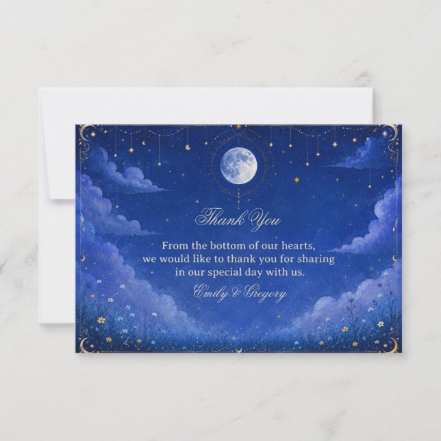 Tarjeta De Agradecimiento Vintage Celestial Cósmico (Anverso)