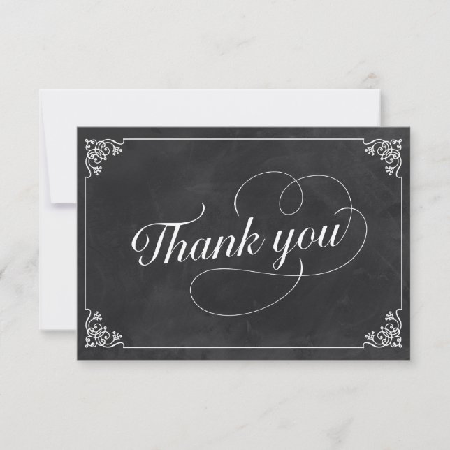Tarjeta De Agradecimiento Vintage Chalkboard Gracias (Anverso)