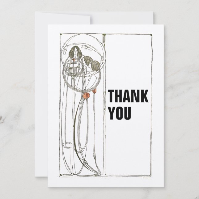 Tarjeta De Agradecimiento Vintage Charles Rennie Mackintosh (Anverso)