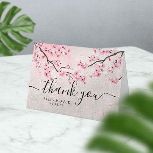Tarjeta De Agradecimiento Vintage Cherry Blossom Spring Wedding Gracias
