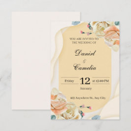 Tarjeta De Agradecimiento Vintage Chic Fall Flowers Wedding Invite