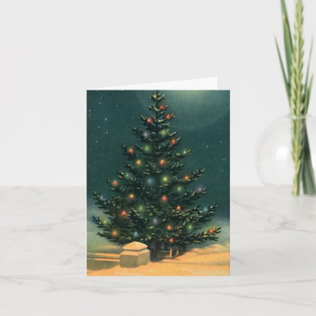 Tarjeta De Agradecimiento Vintage Christmas Gracias (Anverso)