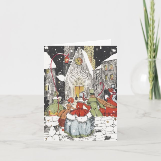 Tarjeta De Agradecimiento Vintage Christmas Gracias (Anverso)