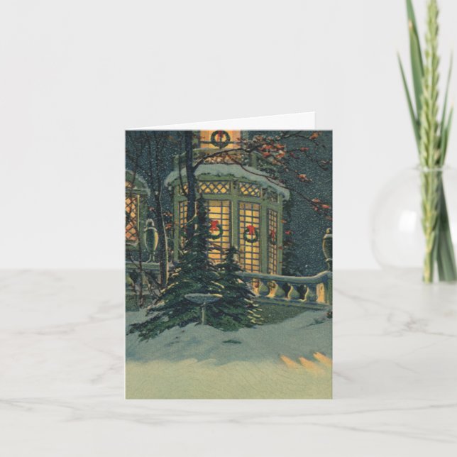 Tarjeta De Agradecimiento Vintage Christmas Gracias (Anverso)