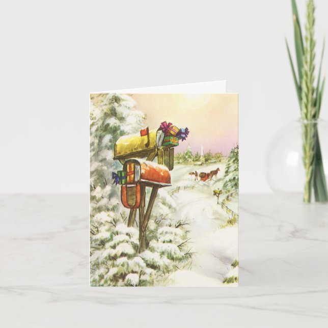 Tarjeta De Agradecimiento Vintage Christmas Gracias (Anverso)