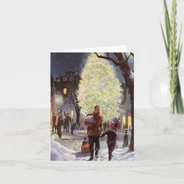 Tarjeta De Agradecimiento Vintage Christmas Gracias (Anverso)