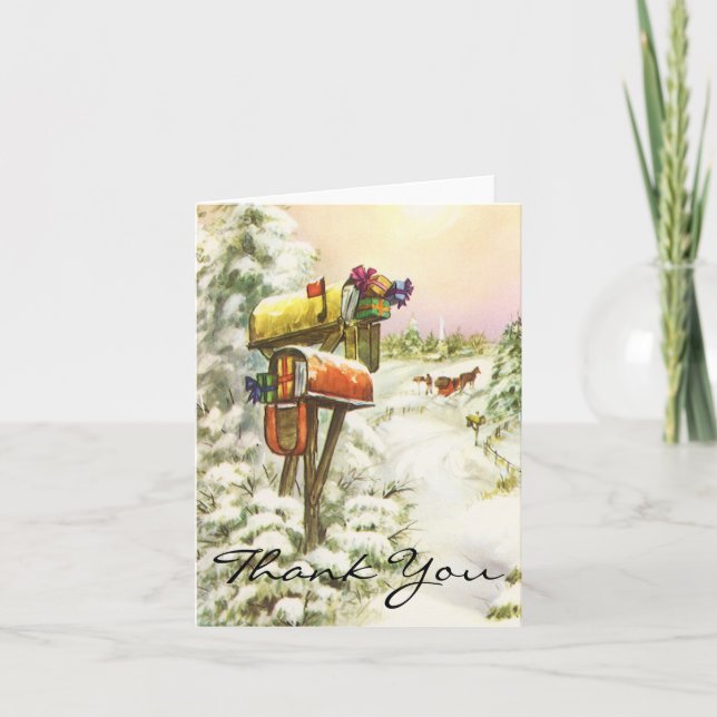 Tarjeta De Agradecimiento Vintage Christmas Gracias (Anverso)