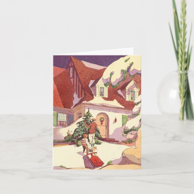 Tarjeta De Agradecimiento Vintage Christmas Gracias (Anverso)