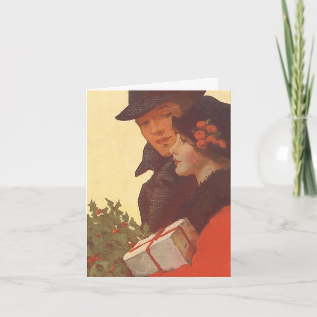 Tarjeta De Agradecimiento Vintage Christmas Gracias (Anverso)