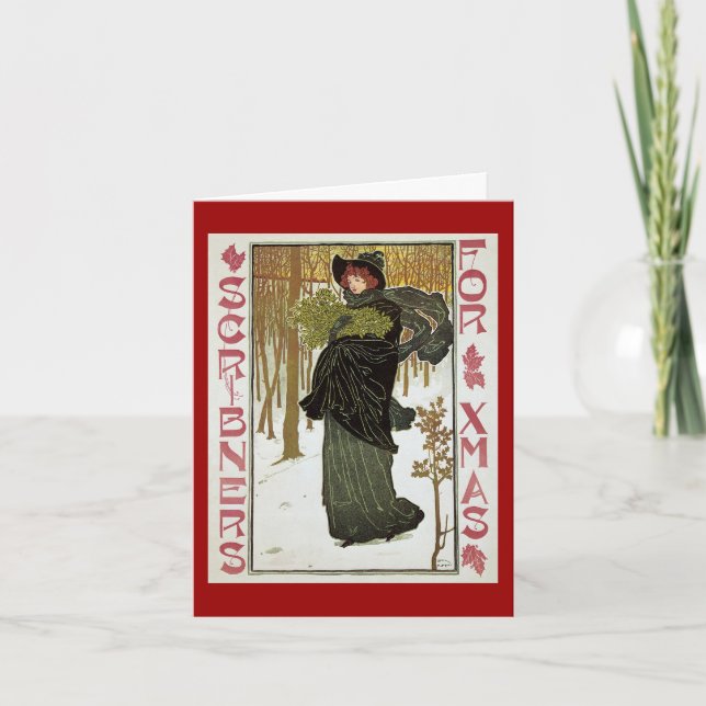 Tarjeta De Agradecimiento Vintage Christmas Gracias (Anverso)