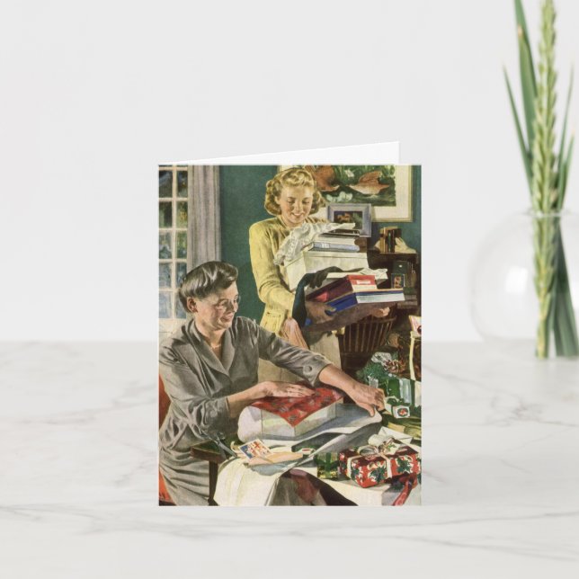 Tarjeta De Agradecimiento Vintage Christmas Gracias (Anverso)