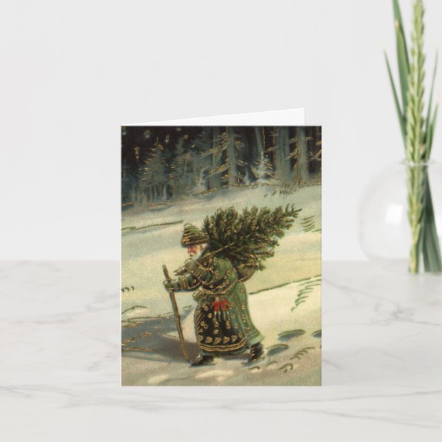 Tarjeta De Agradecimiento Vintage Christmas Gracias (Anverso)