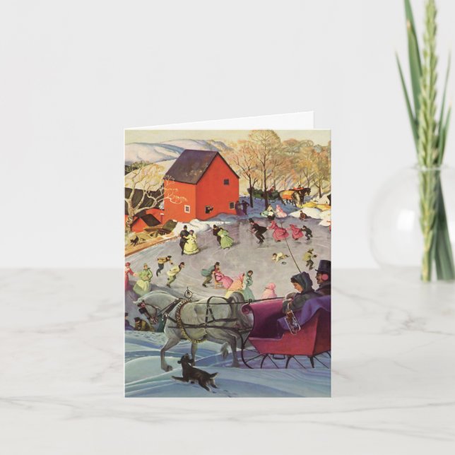 Tarjeta De Agradecimiento Vintage Christmas Gracias (Anverso)