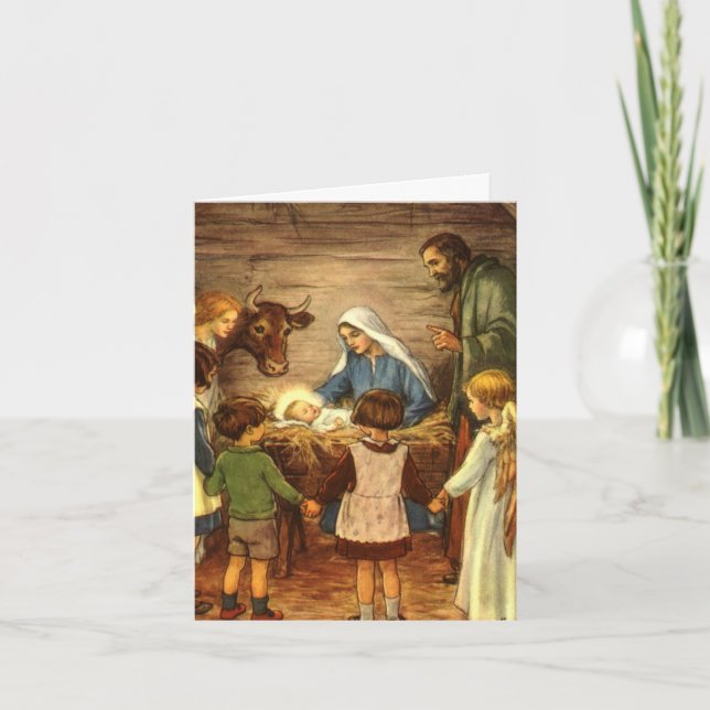 Tarjeta De Agradecimiento Vintage Christmas Gracias (Anverso)