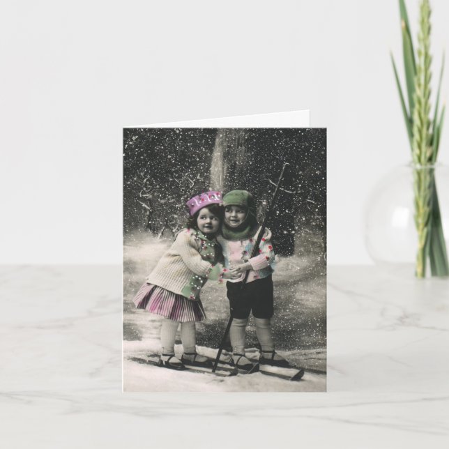 Tarjeta De Agradecimiento Vintage Christmas Gracias (Anverso)