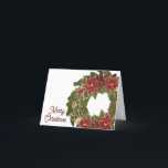 Tarjeta De Agradecimiento Vintage Christmas Poinsettias Wreath Greet Card<br><div class="desc">Este elegante diseño de época cuenta con una corona de Navidades con puntitas. Haga clic en el botón personalizar para obtener más flexibilidad a la hora de modificar el texto y los gráficos. Las variaciones de este diseño y los productos de coordinación están disponibles en nuestra tienda, zazzle.com/store/doodlelulu. Contáctenos si...</div>