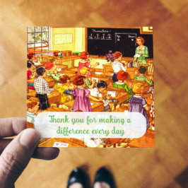 Tarjeta De Agradecimiento Vintage Classroom de los años 40