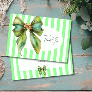 Tarjeta de agradecimiento vintage con lazo verde m
