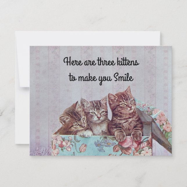 Tarjeta De Agradecimiento Vintage Cute Kitten Get Well Card (Anverso)