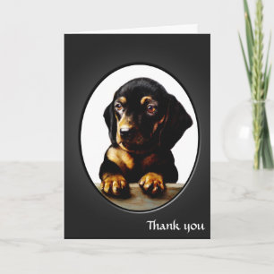 Tarjeta De Agradecimiento Vintage Dachshund Puppy