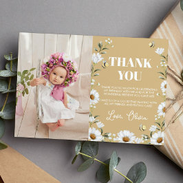 Tarjeta De Agradecimiento Vintage Daisy Bee Birday Party (Fiesta de Cumpleañ