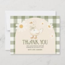 Vintage Daisy Green Goose Baby Shower Gingham