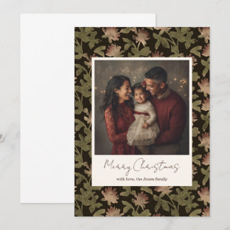 Tarjeta De Agradecimiento Vintage Dark Floral 1 photo custom Christmas card