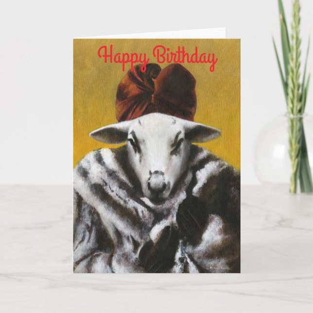 Tarjeta De Agradecimiento Vintage Diva Sheep Birday Card (Anverso)