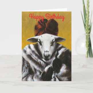 Tarjeta De Agradecimiento Vintage Diva Sheep Birday Card