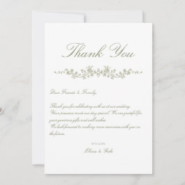 Tarjeta De Agradecimiento Vintage Elegant Sage Green French Floral