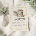 Tarjeta De Agradecimiento Vintage Elegant Tea Fiesta Bridal Shower<br><div class="desc">Vintage Elegant Tea Fiesta Bridal Shower Gracias Tarjeta Transportar a sus huéspedes a una época de elegancia intemporal con esta elegante colección de ducha de novia de Fiesta de té. Decorado con delicados motivos florales y con una tipografía ornamentada, este tema prepara el terreno para una aventura sofisticada. Diseñado con...</div>