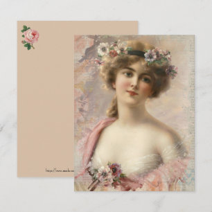 Tarjeta De Agradecimiento Vintage Feminine Victorian Fashion Greeting Card