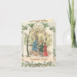 Tarjeta De Agradecimiento Vintage Fiesta de Navidades de feriado de Victoria
