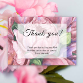 Tarjeta De Agradecimiento Vintage Floral 90 cumpleaños