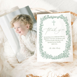 Tarjeta De Agradecimiento Vintage Floral Toile Baptism