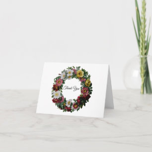 Tarjeta De Agradecimiento Vintage Floral Wreath