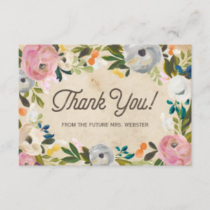 Tarjeta De Agradecimiento Vintage Florals Bridal Shower Flat Gracias