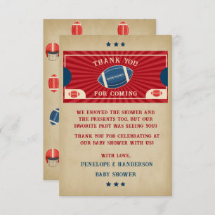 Tarjeta De Agradecimiento Vintage Football Baby Shower