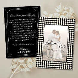 Tarjeta De Agradecimiento Vintage Foto de Boda de Dinero Antiguo a Cuadros N
