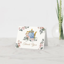 Tarjeta De Agradecimiento Vintage Girly Wildflower Tea Baby Shower