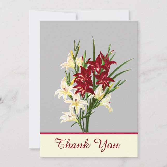 Tarjeta de agradecimiento vintage Gladiolus (Anverso)