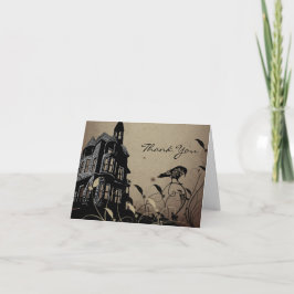 Tarjeta De Agradecimiento Vintage Gothic House Boda Gracias