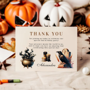 Tarjeta De Agradecimiento Vintage Gothic Spooky 2º cumpleaños Halloween
