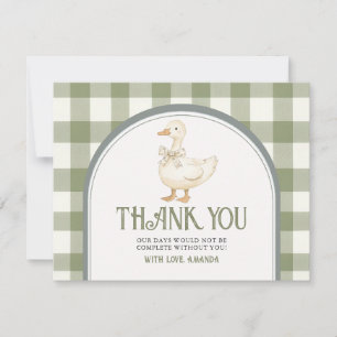 Tarjeta De Agradecimiento Vintage Green Goose Baby Shower Thankyou Card