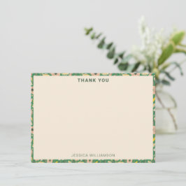 Tarjeta De Agradecimiento Vintage Green Pink Floral Graduation Party Custom