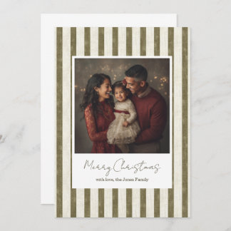 Tarjeta De Agradecimiento Vintage Green Stripes Christmas Card - 1 photo