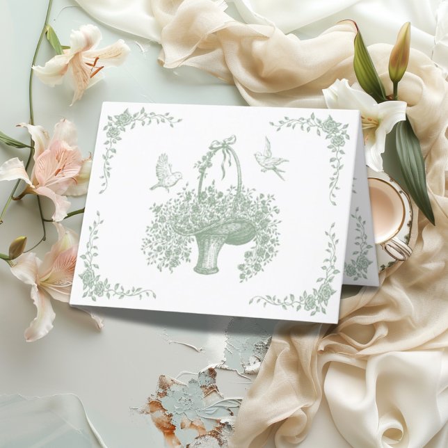 Tarjeta De Agradecimiento Vintage Greenery Elegant (Subido por el creador)