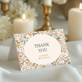 Tarjeta De Agradecimiento Vintage Groovy Boho Floral Bridal Shower