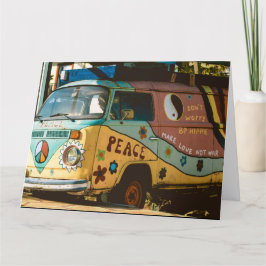 TARJETA DE AGRADECIMIENTO VINTAGE HIPPIE VAN FUNNY GREETING CUADRO DE CUMPLE